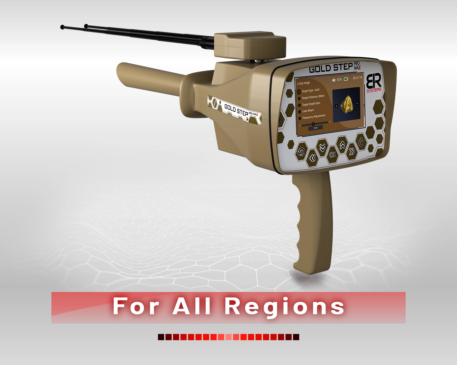 GOLD STEP detector by BR Systems designed for use across different terrains and exploration environments.