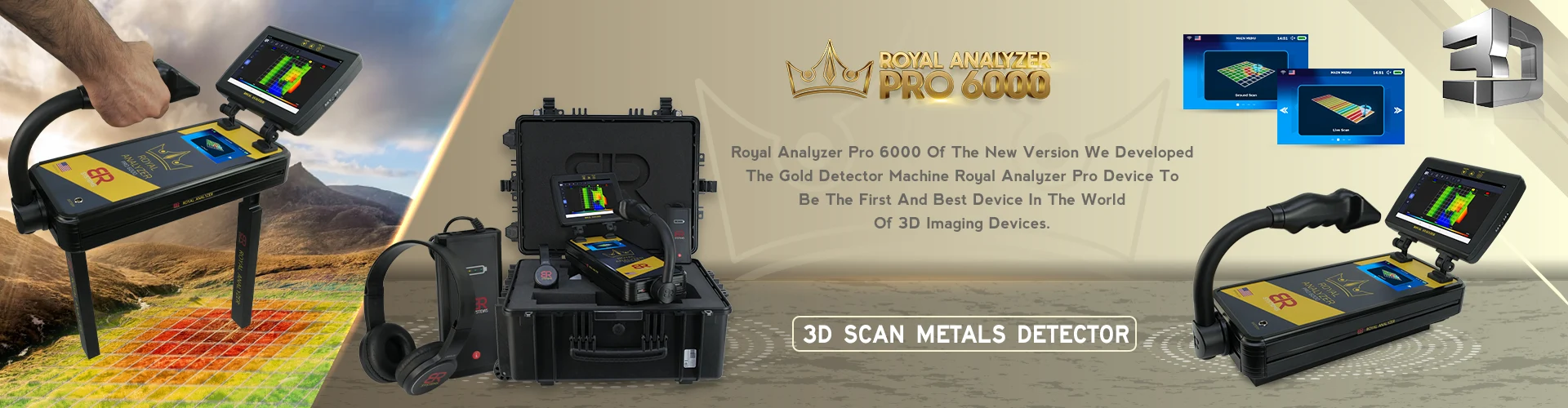 رويال انالايزر برو 6000 - جهاز كشف الذهب ثلاثي الابعاد